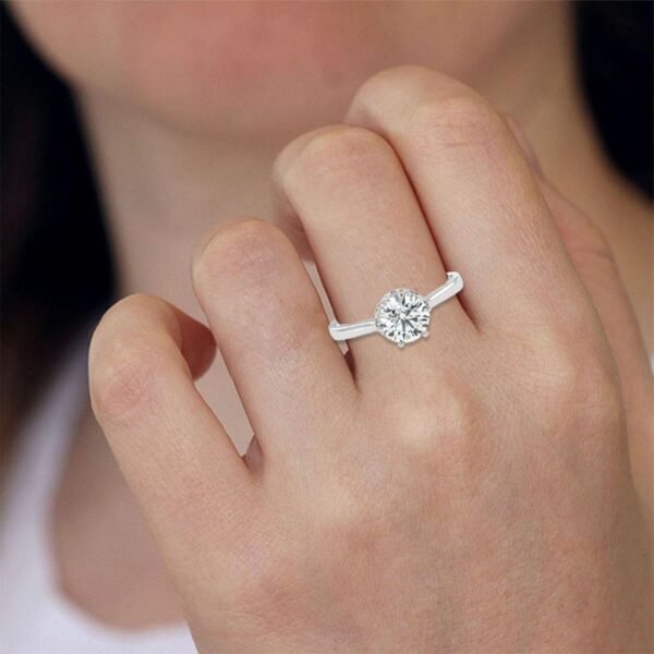 Solitaire Round Engagement Ring Made In 18 / 14 / 10 KT Gold Embellished With Certified Lab Diamonds For The Wedding And Anniversary Gift
