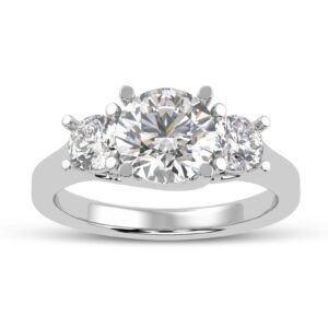Three Stone Engagement Ring Made In 18 / 14 / 10 KT Gold Embellished With Certified Lab Diamonds For The Engagement And Wedding Gift For Her