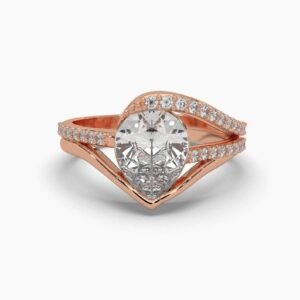 Pear Solitaire Unique Style Diamond Ring Made In 18/14/10 KT Gold Studded With Certified Lab Diamonds For The Wedding And Anniversary Gift