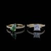Luxury Green Pear & Princess Diamond Ring Combo Made In 18/14/10 KT Gold Studded With Certified Lab Diamonds For The Wedding Gift For Her