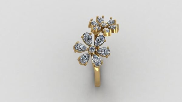 il_1588xN.6625871171_gahs.jpg Beautiful Flower Round Diamond Ring Made In 18 / 14 / 10 KT Gold Studded With Certified Lab Diamonds For The Birthday And Anniversary Gift