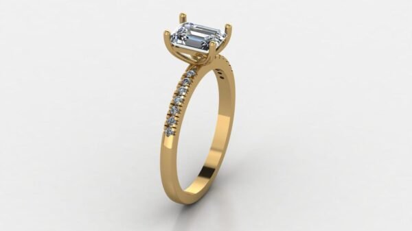 il_1588xN.6660381607_f9t6.jpg Beautiful Solitaire Emerald Ring Made In 1 8/14/10 KT Gold Embellished With Shinny Moissanite Diamonds For The Wedding And Anniversary Gift