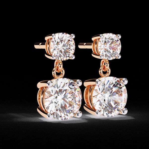 Brilliant 3 CT Round Diamond Drop Earrings Made In 18/14/10 KT Gold Studded With Certified Lab Diamonds For The Wedding And Anniversary Gift