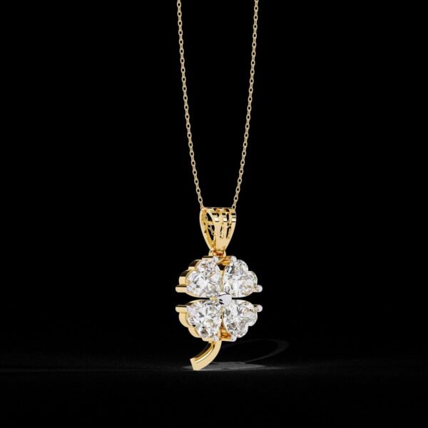 Gold & Diamond Four-Leaf Clover Pendant Made In 18 / 14 / 10KT Gold Studded With Certified Lab Diamond For The Birthday And Anniversary Gift