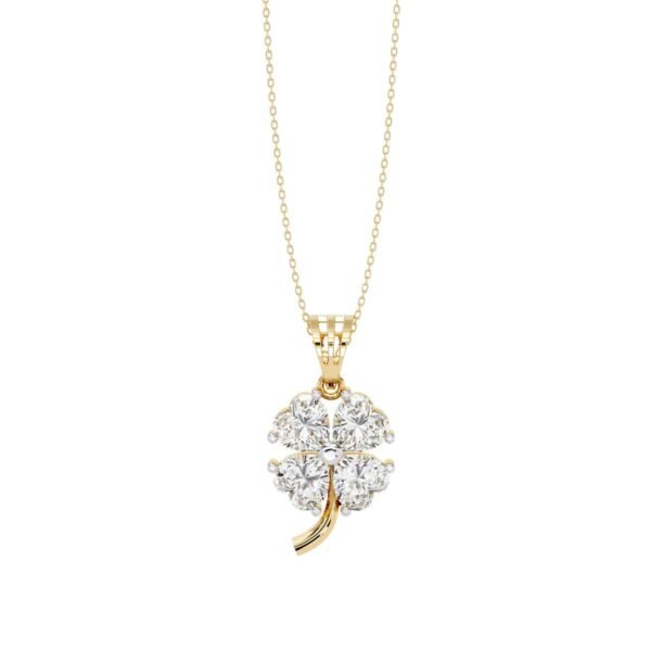 Gold & Diamond Four-Leaf Clover Pendant Made In 18 / 14 / 10KT Gold Studded With Certified Lab Diamond For The Birthday And Anniversary Gift