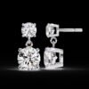 Brilliant 3 CT Round Diamond Drop Earrings Made In 18/14/10 KT Gold Studded With Certified Lab Diamonds For The Wedding And Anniversary Gift