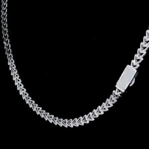 Iced Out Unisex V-Link Cuban Chain Made In 925 Sterling Silver Embellished With Shinny Moissanite Diamonds For The Birthday Gift