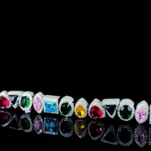 il_1588xN.6795429822_j4bu.jpg Iced Out Multi Color Bracelet Made In 925 Sterling Silver Studded With Shinny Moissanite Diamonds For The Birthday And Unisex Gift