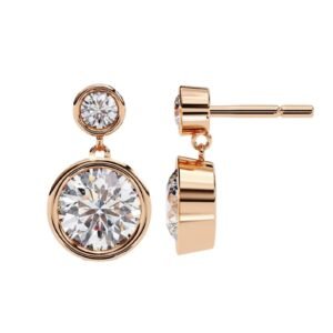 Beautiful Round Diamond Drop Stud Earrings Made In 18/14/10 KT Gold Embellished With Certified Lab Diamonds For The Anniversary Gift For Her