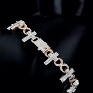 il_1588xN.6831530567_8t9h.jpg Iced Out Cross Style Unisex Bracelet Made In 10 KT Gold Embellished With Shinny Moissanite Diamonds For The Birthday And Unisex Gift