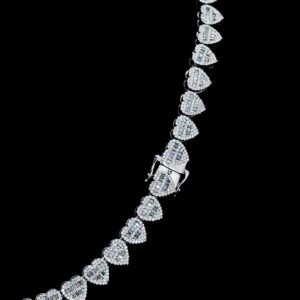 Luxury Heart Shaped Iced Out Diamond Chain Made In 925 Sterling Silver Embellished With Shinny Moissanite Diamonds For The Birthday Gift