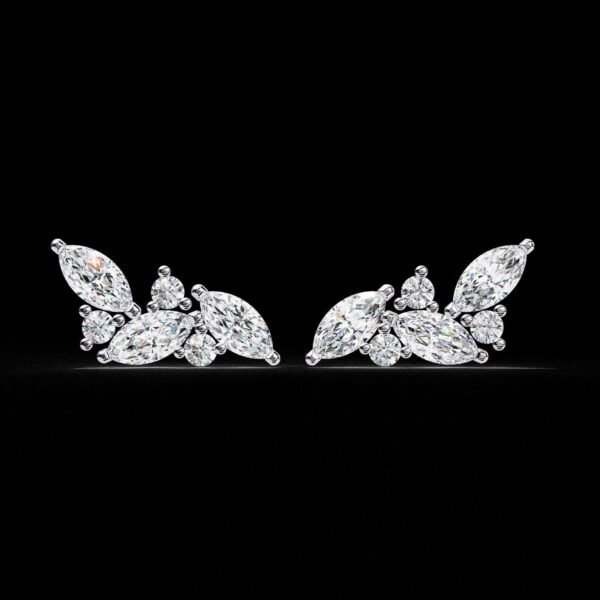 il_1588xN.6878706401_2pcf.jpg Marquise & Round Diamond Cluster Stud Earrings Made In 18/14/10KT Gold Studded With Certified Lab Diamond For Anniversary And Birthday Gift
