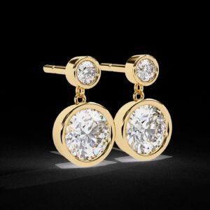 il_1588xN.6895277059_qjcc.jpg Elegant Gold Double Halo Earrings Made In 18/14/10 KT Gold Studded With Certified Lab Diamonds For The Wedding And Anniversary Gift