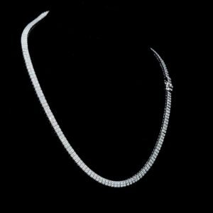 Luxury Round Cut 5 MM Tennis Chain Made In 925 Sterling Silver Studded With Shinny Moissanite Diamonds For The Birthday Gift , Unisex Chain