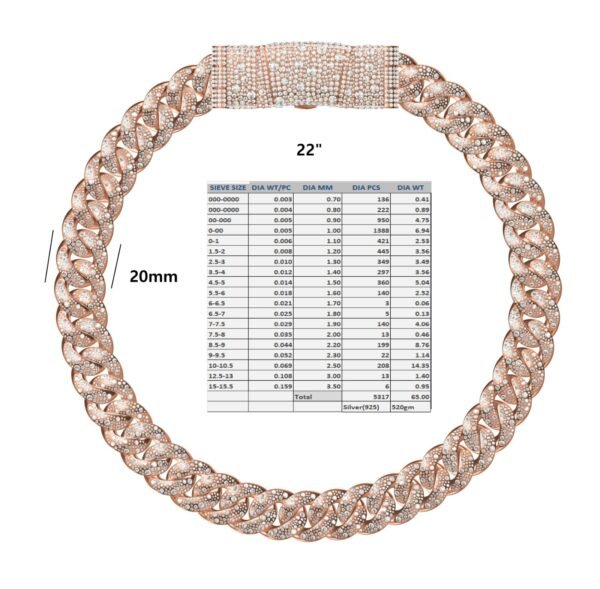 Rose Gold-Plated Silver Cuban Chain with Lab Diamonds - Installment 2